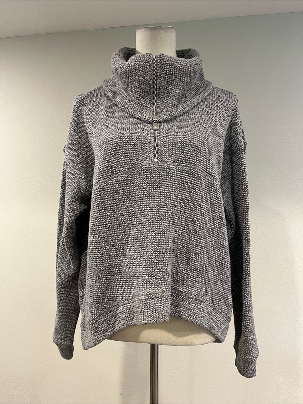 Sweaty Betty Cozy Gray Half-Zip‎ Funnel Neck Sweater